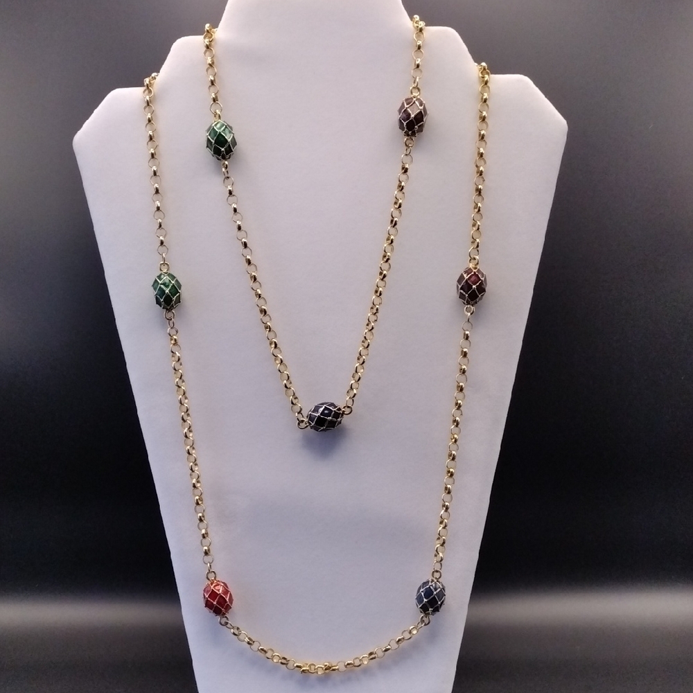 Joan Rivers Multicolor Enamel Egg Gold-Tone Necklace